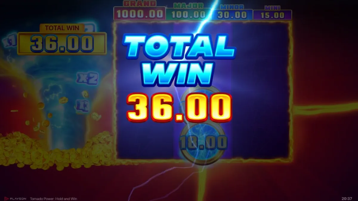 Tornado Power: Hold and Win slot machine interface