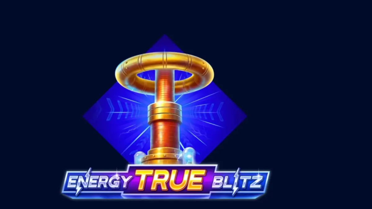 Tampilan layar permainan slot Energy True Blitz dengan tema neon elektrik